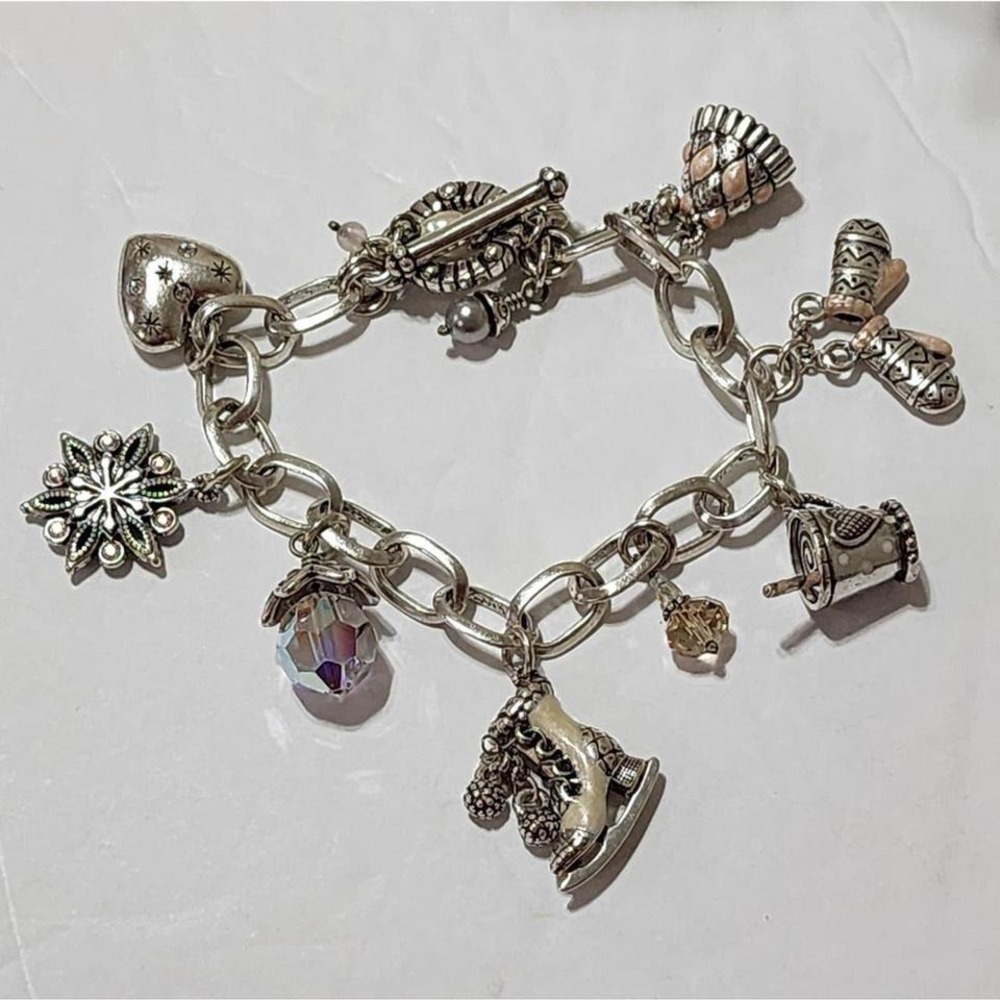BRIGHTON Winter Wonderland Holiday Charm Bracelet Silver‎ Christmas Snowflake